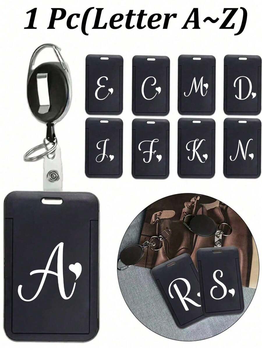 Schwarzer Diebstahlsicherer Kartenhalter mit schwarzem ausziehbarem Clip, künstlerisch geformter Herz-Buchstabe A-Z, harter Kunststoff-Kartenschutz mit Daumenschlitz, erweiterbarer Ausweishalter, Krankenversicherungskarten-Schutz, wasserdichter Medizin-/Bank-/Sozialversicherungskarten-Schutz, Buskartenhalter, Essensmarkenhalter, täglicher Alltagsgegenstand, perfektes Geschenk und Souvenir für Feiertage, Geburtstage, Partys, Valentinstag, Muttertag, Lehrertag - Verschiedenfarbig - Übersicht 1