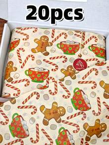 40pcs Christmas Brown Gingerbread Man Pattern Tissue Paper, 50.8 Cm X 35.56 Cm Gift Wrapping Paper, Suitable For Christmas Weddings, Valentine'S Day Gifts, Birthday Gift Packaging, Bouquet Packaging, Gift Bag Filling, And Party Gifts - Gingerbread Man - View 13