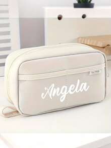 [Custom Name/Text] Pen Bag, Stationery Bag, Pencil Case, Large Capacity Pencil Case, Handheld Pencil Case, Stationery Case, Cosmetic, Portable Gift, For Office - Multicolor - View 6