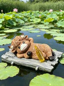 Floating Turtle And Yak Decorations With A Moss Raft Design, Perfect For Ponds And Aquariums. Waterproof And Windproof, Adding A Fun Touch To Your Water Scenery, A Great Gift For Turtle And Yak Lovers. - A - View 5