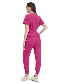 Conjunto de uniforme de médica/enfermera para mujer, bata quirúrgica de sala de operaciones de hospital, ropa de trabajo para spa de belleza - Rosa Fucsia - Ver 7