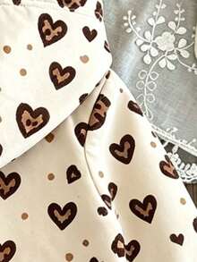 Young Girl Cherry Print Warm Hooded Jacket - Apricot - View 5