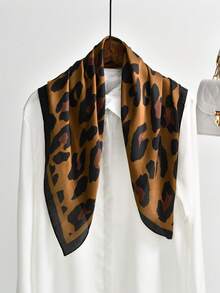 1 Piece Of Men's Leopard Print Satin Square Scarf Multifunctional Headscarf Neck Scarf Hair Accessories For Daily Wear - Black Camel - View 7