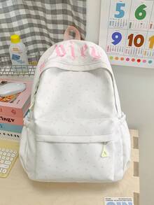 Mochila con patrón de estrellas dulces para niñas, mochila escolar ligera con múltiples bolsillos, mochila linda para uso diario y viajes, accesorio versátil esencial para la temporada de regreso a clases - Multicolor - Ver 12