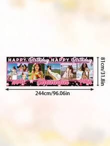 Individuelles Foto-Geburtstagsbanner, personalisierter Name & Alter Happy Birthday Hintergrund, anpassbar mit mehreren Fotos & Text, 21. 24. 30. 40. Geburtstagsparty Dekorationen für Frauen, wandmontiertes Foto-Collage Geburtstagsbanner - Verschiedenfarbig - Übersicht 14