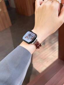 New High-Density Stainless Steel Milanese Metal Band, Compatible With Apple Series 11/10/9/8/7/6/5/4/3/2/1, SE, Ultra, Cute Magnetic Bear Decoration, 38mm/40mm/41mm/42mm/44mm/45mm/49mm, Waterproof, Breathable, Durable, Perfect Replacement Band Gift For Women, High Aesthetic Value, Practical, Watch Accessory - Silver - View 7