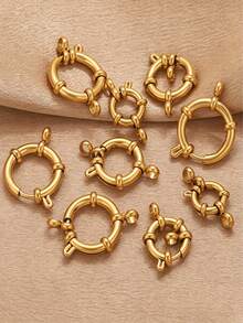 4Pcs Gold Silver Stainless Steel Spring Ring Clasps, Multi Size Sailor Clasp Connectors For DIY Bracelet Necklace Jewelry Making Findings - Spring Buckle - View 5