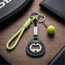 Tennis Racket Shaped Bottle Opener Keychain, Durable Metal Pocket Size Beverage Opener With Key Ring - Multicolor - View 7