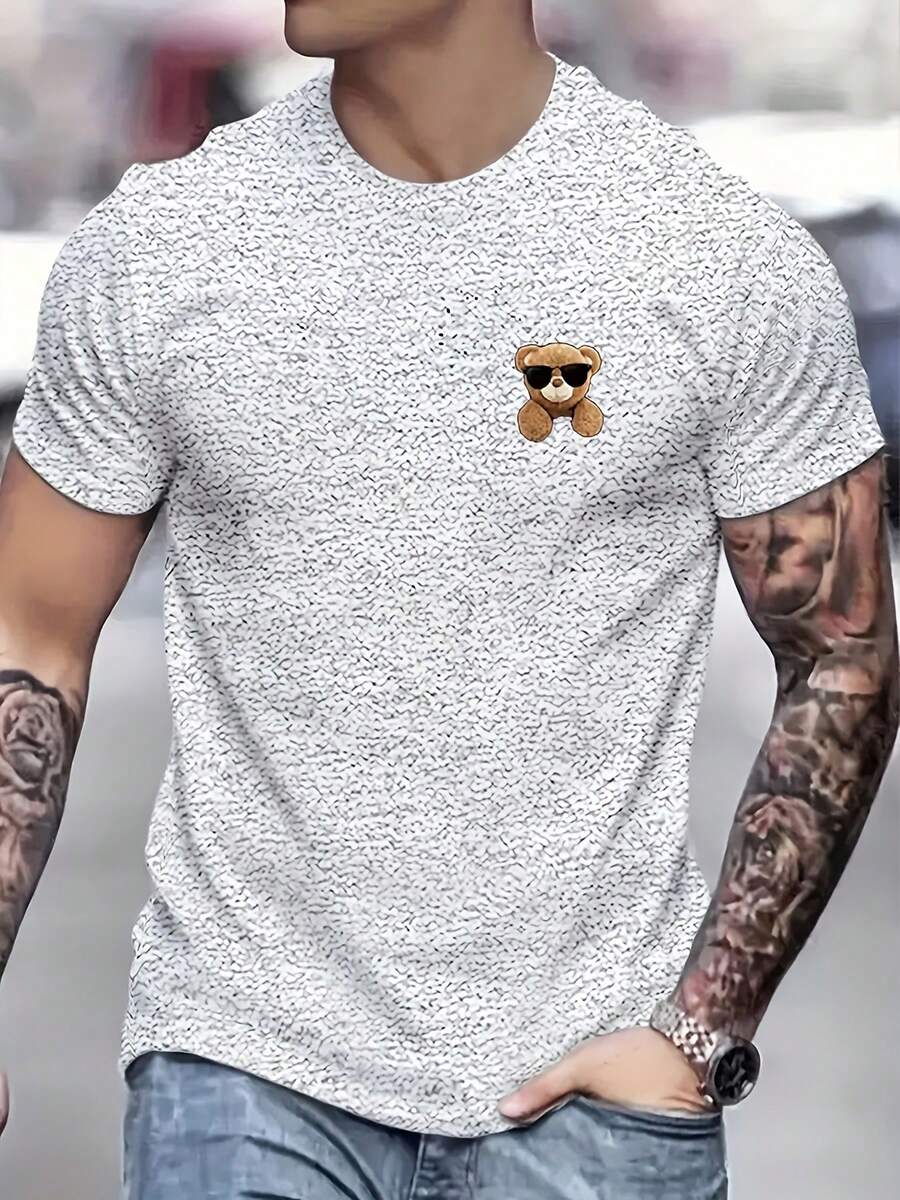 Camiseta estampada de moda para hombres - Gris Claro - Ver 1
