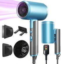 Pengering Rambut Ion Negatif Profesional dengan Diffuser, Nozzle Konsentrator, dan Pengait Gantung, Dirancang untuk Rambut Keriting. Nozzle Teknologi Keramik untuk Pengeringan Cepat, Hasil Berkualitas Salon. Ringan, Senyap, Dapat Dilipat, Praktis untuk Dibawa Bepergian. - Steker Tipe AS A (110-127V) - View 16