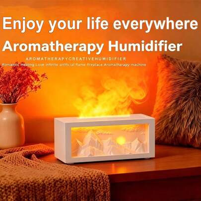 2026 Essential Oil Diffuser, Flame Aromatherapy Diffuser, Cool Mist Humidifier, Scent Aroma Diffuser With 3 Colors Light, Large-Capacity Water Tank,Humidifier For Home, Room, Ideal Gift For Friends-White