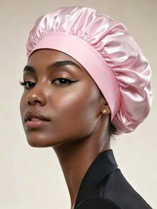 2/1 Momme Silk Sleep Cap, Soft Elastic Silk Night Cap, Summer Cool-Touch Hair Protection Silk Night Cap (Black, Gold And Pink) - One Size Fits All - View 4