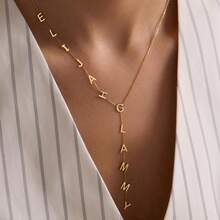Lasso Style Letter Necklace, Customized Pendant Name Necklace, Gold Y-Shaped Name Necklace, Personalized Women's Gift, Bridesmaid Jewelry, Christmas Gift - Multicolor 2 - View 8