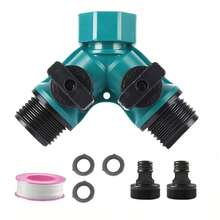 1 pièce Séparateur de tuyau d'arrosage en plastique à double voie de 3/4 po avec robinet, connecteur de tuyau d'eau pour l'arrosage, convient pour le paysagisme, le jardinage, la plantation florale, l'irrigation - plastique à double extrémité - Voir 9