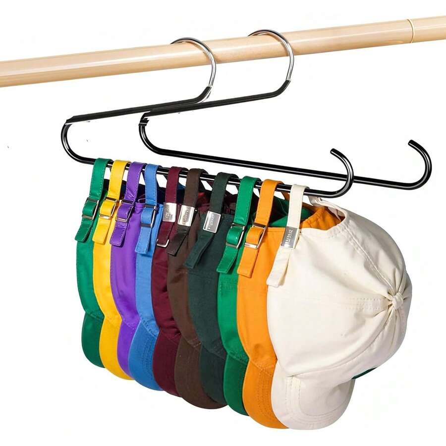 BKFUN 1/2/3pcs Baseball Hat Rack, Metal Non-Slip Closet Hat Organizer Holds Up To 20 Hats, Space Saving Design For Various Cap Types & Sizes - Perfect Gift For Hat Lovers - View 1