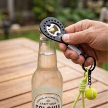 Tennis Racket Shaped Bottle Opener Keychain, Durable Metal Pocket Size Beverage Opener With Key Ring - Multicolor - View 3