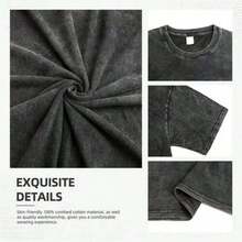 Manfinity Roghcode Men's Oversized Distressed Funny Diamond Teeth Tattoo Big Face Allover Print Cropped Loose T-Shirt (High Quality) - Washed Black 1 - View 3