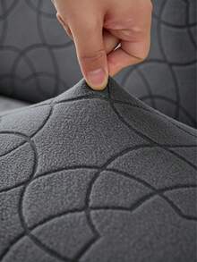 1PC Fleece Fabric Non-Slip Elastic Decorative Sofa Cover, Jacquard Carved Leaf Pattern, Pet-Friendly Anti-Dirt Anti-Dust, Suitable For 1/2/3/4 Seater Sofa, All Seasons - Dark Grey - View 11
