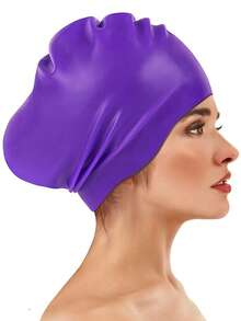 Unisex Extra Large Silicone Swim Cap, Ponytail Friendly Design, Waterproof And Keeps Hair Dry, Suitable For Long Hair, Thick Curly Hair, Braids And Dreadlocks - Multicolor - View 10