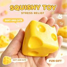 Juguete antiestrés realista con agujeros de queso, súper suave, elástico y deformable, juguete de postre para apretar, adorno de escritorio portátil de bolsillo para aliviar el estrés, regalo para bolsa de fiesta - Multicolor - Ver 2