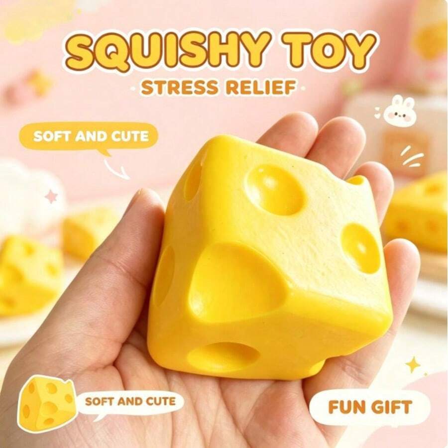 Juguete antiestrés realista con agujeros de queso, súper suave, elástico y deformable, juguete de postre para apretar, adorno de escritorio portátil de bolsillo para aliviar el estrés, regalo para bolsa de fiesta