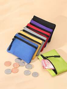 Monedero mini de unicolor, tarjetero, bolso de mano, funda para identificación, disponible en tonos de caramelo multicolor simple para satisfacer diversas necesidades - billetera - Ver 1