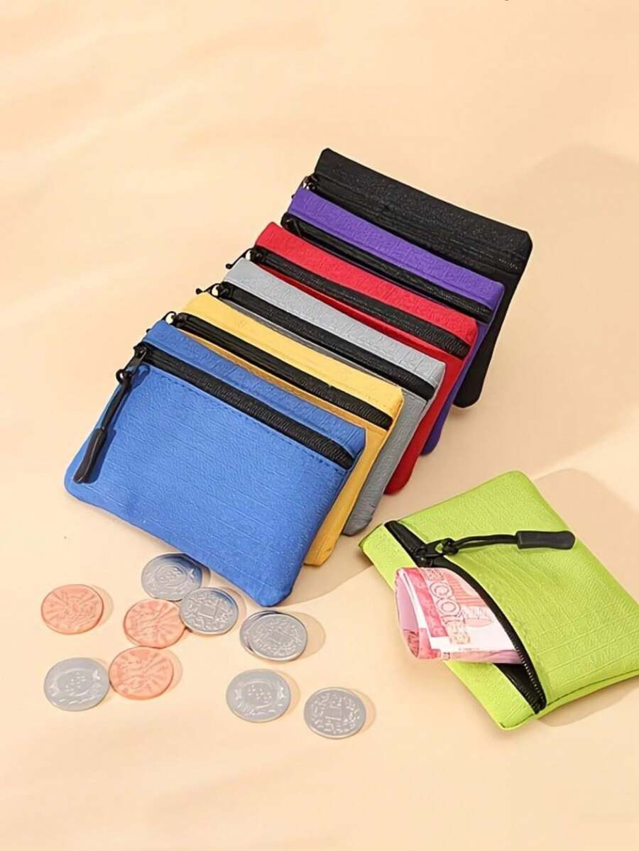 Monedero mini de unicolor, tarjetero, bolso de mano, funda para identificación, disponible en tonos de caramelo multicolor simple para satisfacer diversas necesidades - billetera - Ver 1