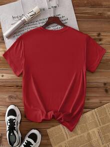 imavera, verano y otoño. Divertida, dulce, casual, moderna, fácil de combinar, top para mujer en tallas S-XXL, adecuada para diversas ocasiones como visitar tiendas de postres, picnics, etc. - Rojo - Ver 2