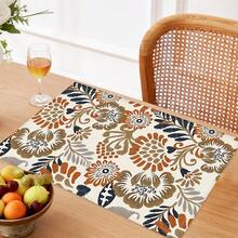 1pc/4pcs/6pcs, Home Decor, Retro Pattern Printed Linen Placemats, Suitable For Dining Table, All-Season Decoration For Spring Summer Autumn Winter, Modern Style Washable Table Mats, Room Decoration, Table Mats, Coasters, Kitchen Dining Table Mats, Indoor Outdoor Party Decoration, Home Decor, Ideal Gift - Multicolor - View 7