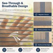 Magnetic Screen Door, Two-Way Opening - Gray Auto-Closing Mosquito Net Door, Pet-Friendly Insect Screen, Reinforced Edges, Breathable Mesh, Suitable For Patio/Balcony/Entryway/Bedroom, Multiple Sizes - - - View 9