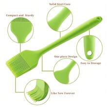 2/1pc Silicone Barbecue Brush, Heat-Resistant Silicone Brush, High-Quality Cooking Brush, Suitable For Camping Barbecues, Salads, Baking, Cooking, Frying, And Roasting. Perfect For Summer Parties, Camping, And Everyday Cooking. - Multicolor - View 4