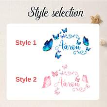 Custom Butterfly Cartoon Wall Sticker, Personalized Text Wall Decal, Customized Name Self-Adhesive Wall Art, Customizable Birthday Gift, Party - Style a - View 3