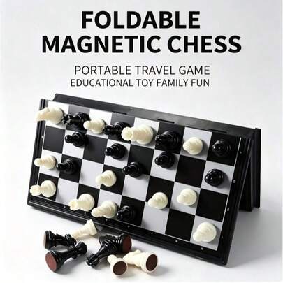 磁性棋盤遊戲套裝含摺疊棋盤，適合初學者與家庭的教育策略遊戲，可重複使用 - 生日禮物 - 復活節禮物 - 完美禮物 - 禮物 - 玩具 - 復活節 - 裝飾道具 - 新品暢銷款 - 新品熱銷款 - 新品熱門款