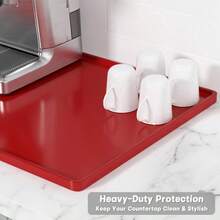 Silicone Coffee 12" X 19" Waterproof Raised Coffee Bar Mats Espresso Station Accessories, Heat Resistant Dish Drying Pad Kitchen Counter, Rubber Bar Decor Pad, Red - 紅色 - 查看 4
