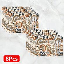 1pc/4pcs/6pcs, Home Decor, Retro Pattern Printed Linen Placemats, Suitable For Dining Table, All-Season Decoration For Spring Summer Autumn Winter, Modern Style Washable Table Mats, Room Decoration, Table Mats, Coasters, Kitchen Dining Table Mats, Indoor Outdoor Party Decoration, Home Decor, Ideal Gift - Multicolor - View 17