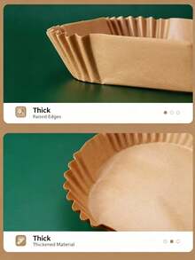 1/50/100 pièces Doublures en papier jetables carrées de 6,3 pouces certifiées LFGB/FDA, accessoires de cuisine, papier parchemin résistant à la chaleur et anti-adhésif, résistant à l'huile et à l'eau, convient pour les friteuses à air et les fours - Tabac - Voir 2