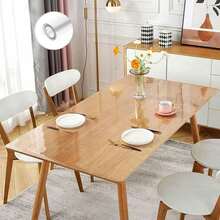 1pc Transparent Tablecloth - 0.25mm Thick PVC Table Mat, Rectangular Tablecloth, Scratch-Resistant And Heat-Resistant, Dining Table And Coffee Table Protector - Perfect For Home, Office, Hotel Use - Elegant Square Design, Tablecloth - White - View 5