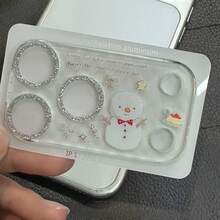 山陰防爆防摔小眾裝飾布丁雪人白色時尚雪原高級感適用小眾Apple 17PRO/17PROMAX全覆蓋底座防刮鏡片膜簡單保護膜，必備禮物，簡單小雪人時尚 - 閃銀雪人海星 - 查看 2
