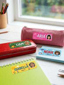 30/60/120pcs Personalized Photo & Name Stickers For Kids - Multicolor - View 8