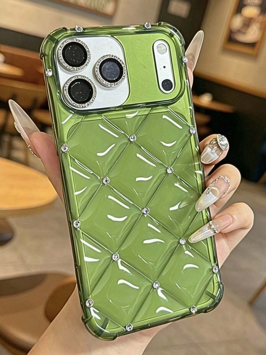 透明鑽石壓紋奢華手機殼,適用於 iPhone 17 Pro Max 17e 13 14 15 16e - 綠色 - 查看 1