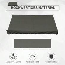 Freestanding Outdoor Awning, 300 X 150 Cm, With Crank, Windproof, In Grey Aluminum - Grey - View 4