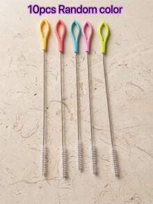 15/10/5/1pc Flexible Stainless Steel Straw Cleaner Brush, Soft Bristle Glass Tube Cleaning Brush, Bottle Brush, Reusable Long Handle (Random Color) - Multicolor - View 13
