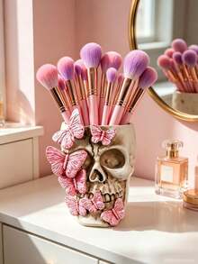 Butterfly Skeleton Storage Pen Holder Desktop Decoration Statue Ornaments Decorative Items Halloween Home Party Decorations Resin Crafts Storage Decorations - Multicolor - View 5