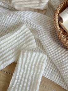 1 Pair Solid Color Leg Warmers, Winter Warmth, Y2K Style Leg Support, Comfortable And Warm - White - View 6
