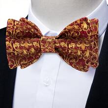 3PCS Men's Floral Bow Tie Set With Complete Matching Kit, Classic Neck Set For Theme Parties, Backyard Wedding And Anniversary Gift - Orange - View 2