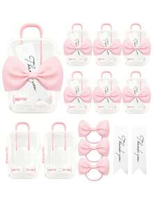 36/18/3pcs Transparent Mini Suitcase-Style Gift Boxes With Pink Bows And "Thank You" Tags, Suitable For Wedding Guest Favors, Table Decor, Centerpieces, Wedding Party Packaging, Afternoon Tea Party Gifts And Holiday Event Packaging - Multicolor - View 9
