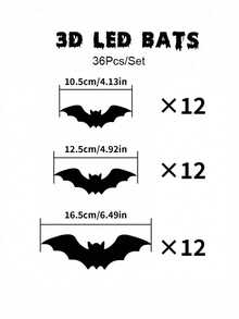 LED Bat Wall Sticker Night Light, 3D Bat Decorative Wall Sticker Light, Suitable For Holidays, Parties, Friends Gatherings, Atmosphere Ambience, Multi-Specification Window Garage Decoration Glowing Flashing Wall Sticker - Wall Sticker Lights - View 14