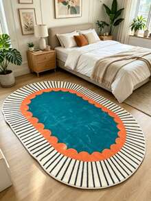 1pc Peacock Green Oval Living Room Carpet, Area Rug, Living Room Carpet, Small Area Rug, Mat, Home Decor, Large Living Room Carpet, Living Room Home Decor, Room Decor, Washable Carpet - Multicolor F - View 2