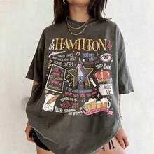 Camisetas de Algodón para Mujer, Camiseta Cómoda con Frase del Musical Hamilton,100% algodón Camiseta Inspirada en Lin-Manuel Miranda - Negro - Ver 1