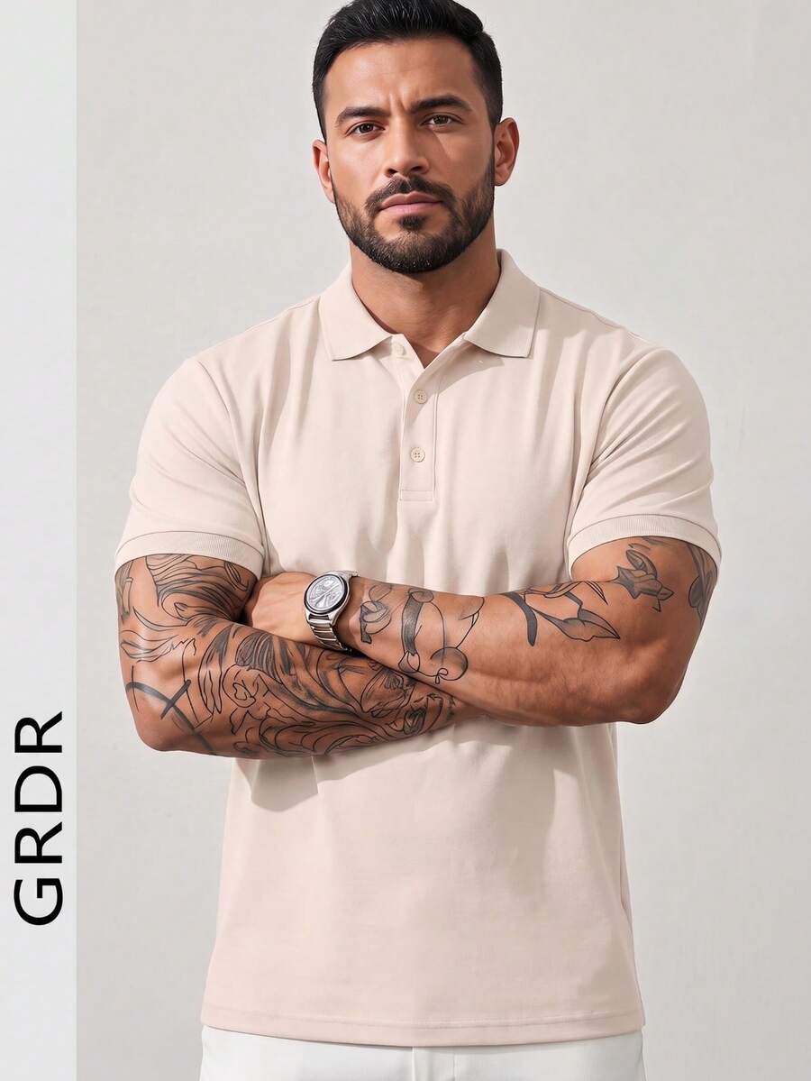 GRDR 男士休闲纯色短袖 Polo 衫，百搭